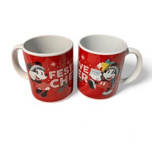 Disney Mugs Set of 2 with Mikey Mouse and Minnie Mouse